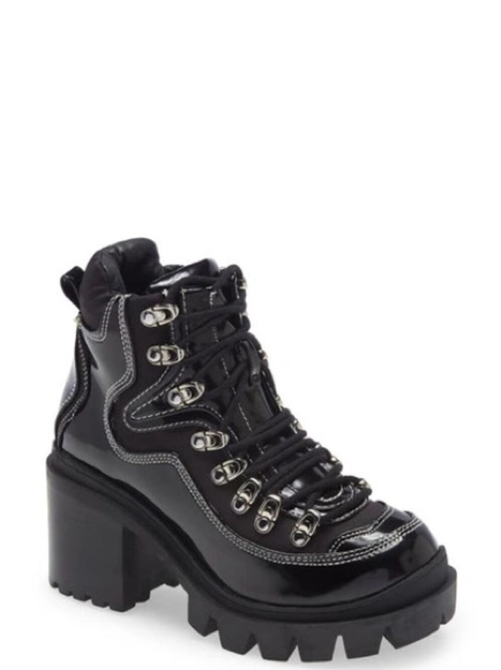 NIB Jeffrey Campbell Women's Road Rage Boot in Black Patent Leather Size 7.5